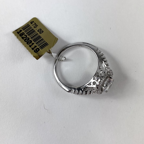 Engagement Style Diamond Sterling Silver Ring - Picture 4 of 9